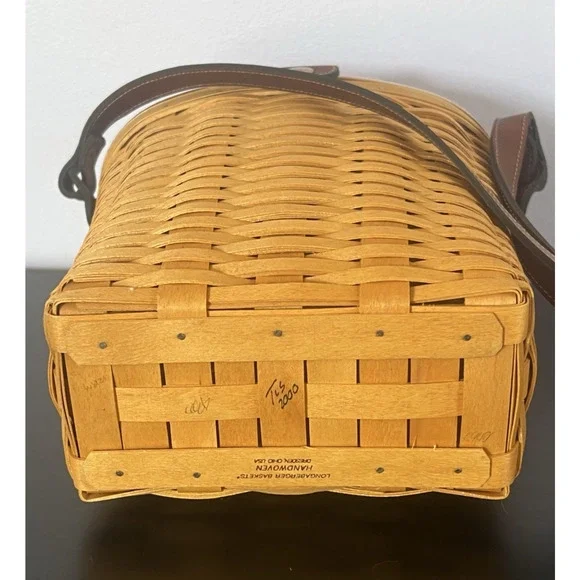 Longaberger 2000 Saddlebrook Country Estate Purse Maple Leather Strap Y2K VTG - Picture 9 of 14